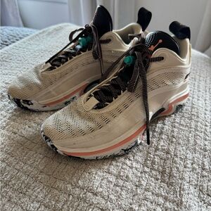 Jordan Cream and Black Athletic Shoes